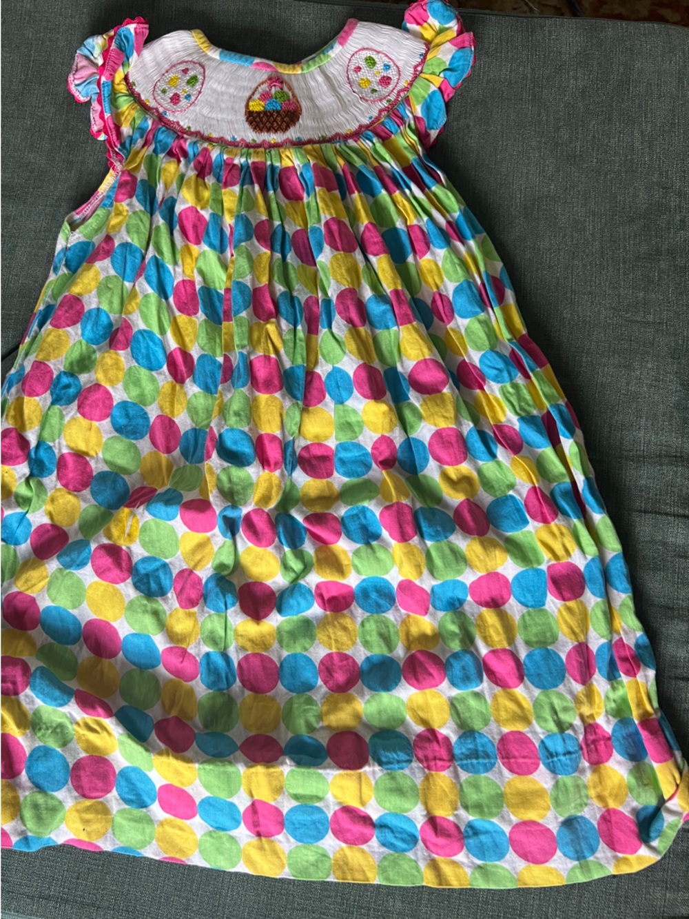 Girls' Multicolor Polka Dot Smocked Easter Dress